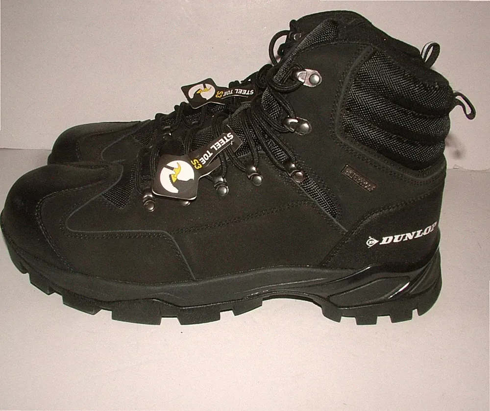 Neu Herren Dunlop Utah schwarz Sicherheitsstiefel mit Stahlkappe Größe 12