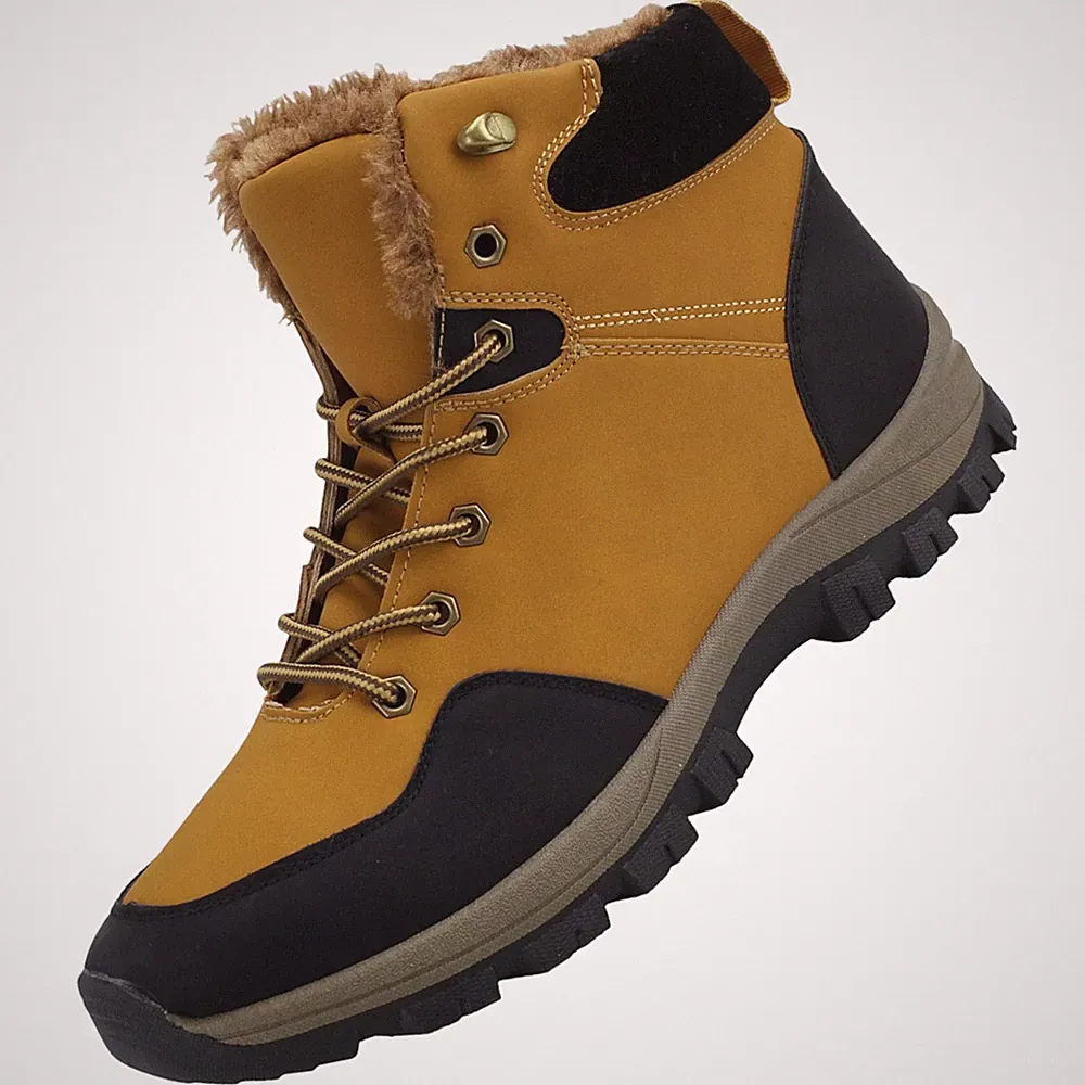Neu Herren Stiefel Winterboots Trekkingschuhe Gefüttert 71076 Camel