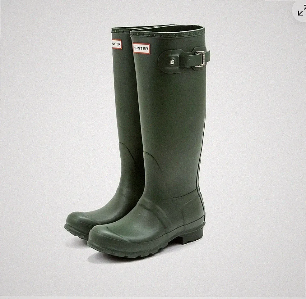 NEU HUNTER Damen Grun Original Glänzender Regenstiefel