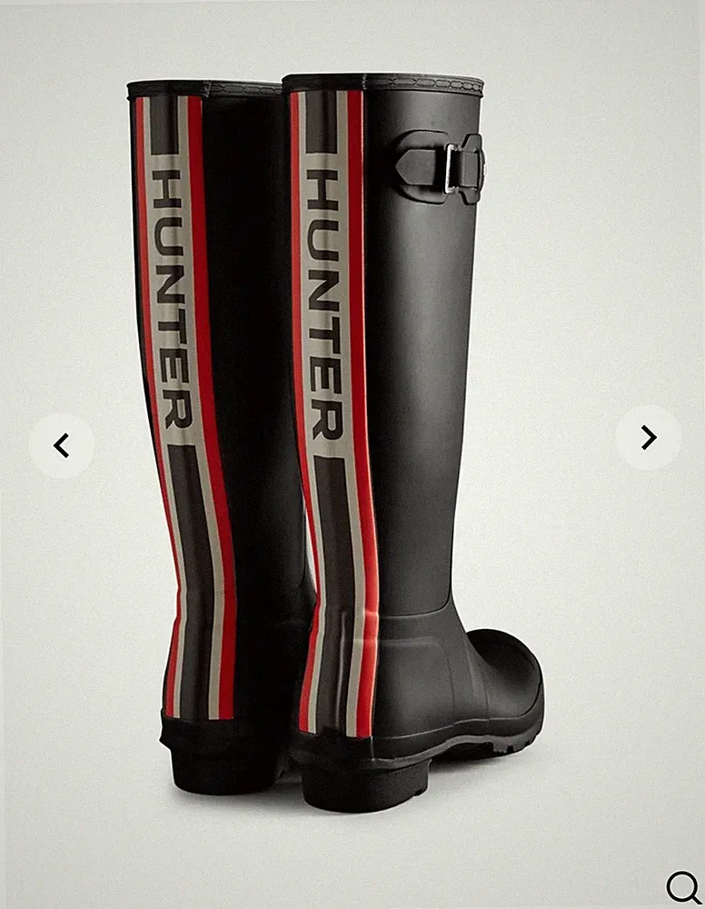 NEU! HUNTER Damen Hohe Wellington Gummistiefel dreifarbig Logo Gr.39 Schwarz