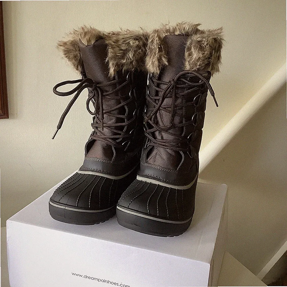 NEU IM KARTON DREAM PAIR KANADA BRAUNE DAMEN-SCHNÜRSTIEFEL WANDERSTIEFEL UK8