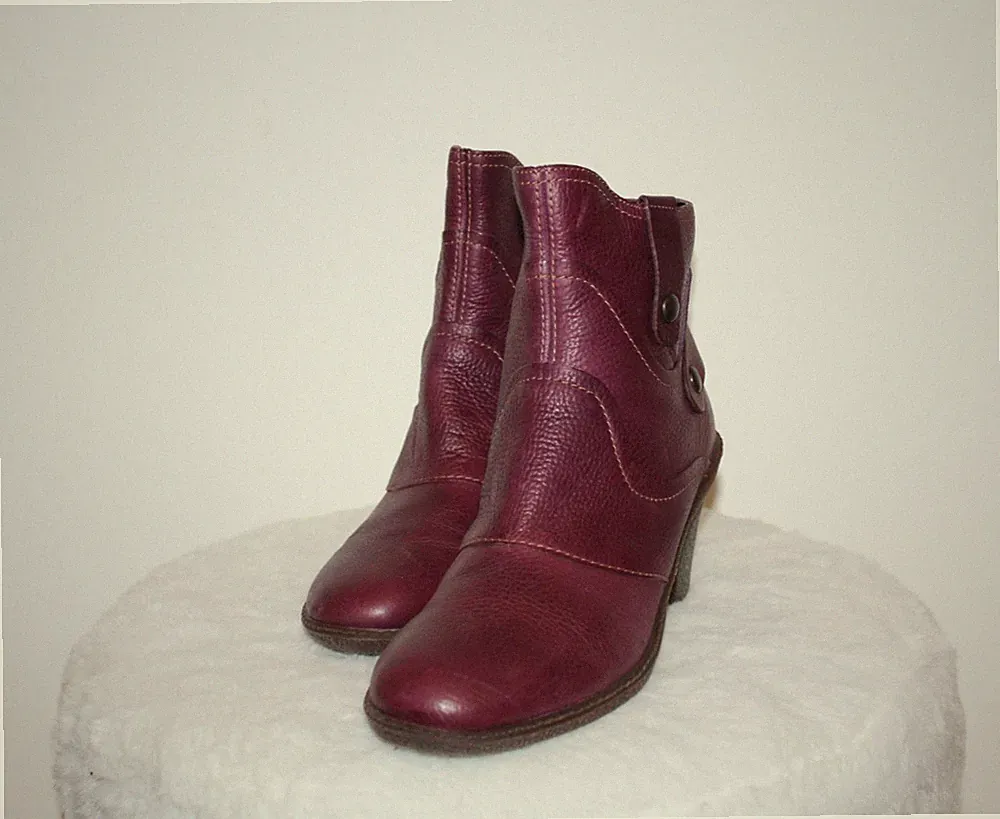 NEU Leder RETRO Stiefeletten 38 Damen violett schuhe winter lila gefüttert warm