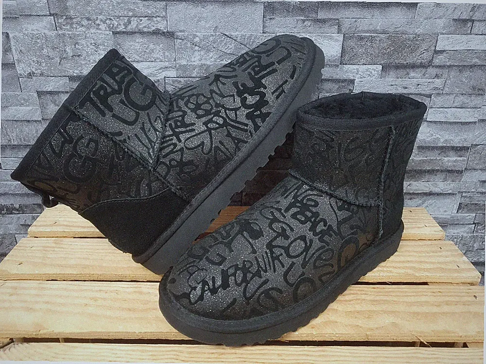 NEU! Original UGG Boots Bailey Button Mini Bling Glitzer Schwarz Gr.40