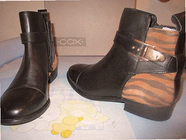 NEU schwarze Stiefeletten Gr. 36 COX raffiniert knöchelhoch Leder Fleecefutter