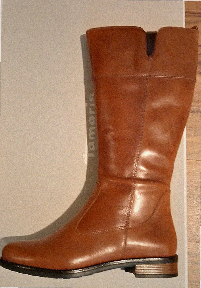 NEU! Tamaris Schaftstiefel Reiterstiefel Gr. 37 braun cognac echt Leder OVP