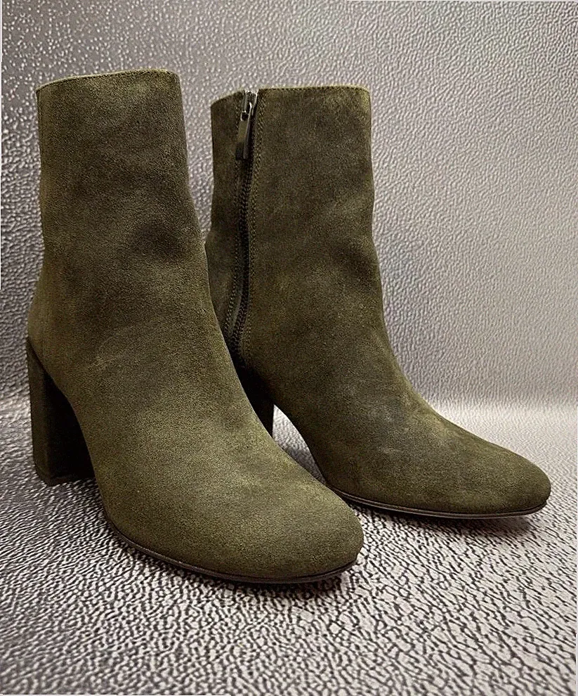 Neu Thursday Boot Company Damen-Bootie grün Wildleder hoher Absatz Größe 6,5