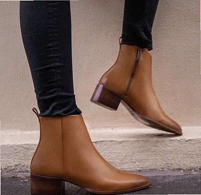 Neu Thursday Boot Company Damen braun Toffee Tempo Absatz Reißverschluss Stie...