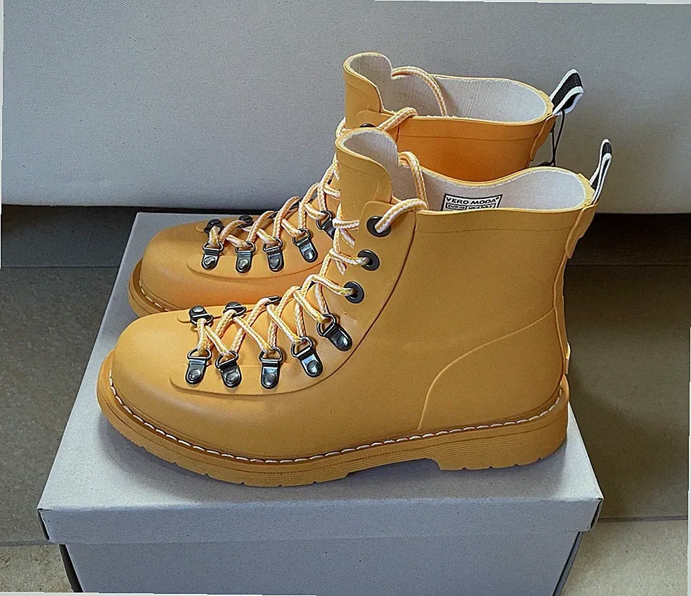 NEU Vero Moda Damen Regenstiefel Gummistiefel Boots Schnürstiefel Herbst Gelb 39