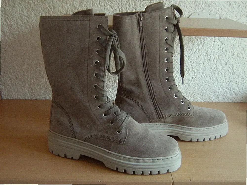 Neue Gabor Damen Schnürstiefel Stiefelette Boots Gr.8 EU 42 Wildleder Beige