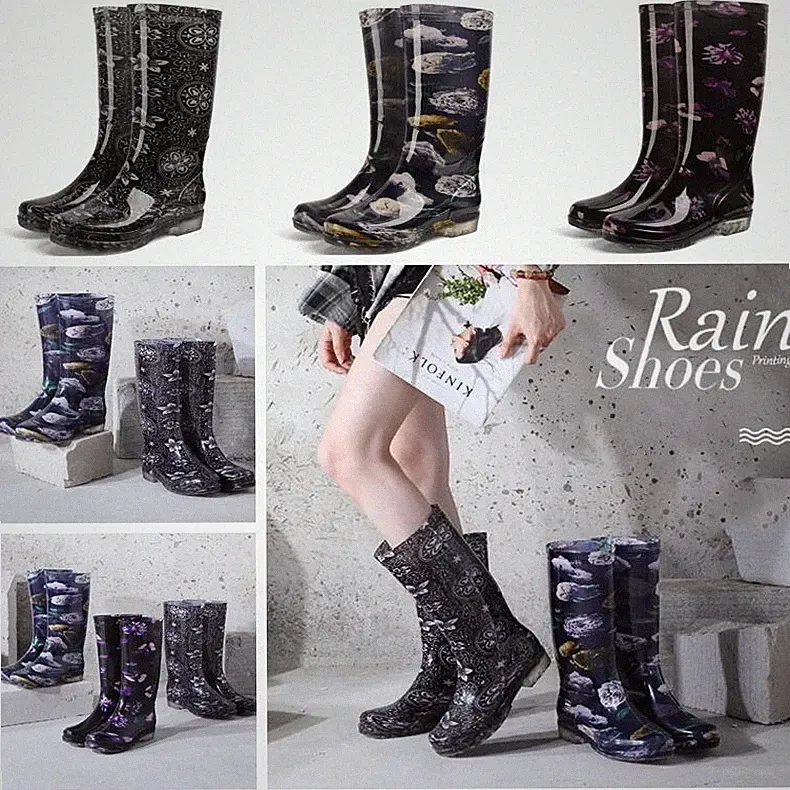 Neue Regenstiefel Damen Wasserdichte High Top Rutschfeste Regenstiefel