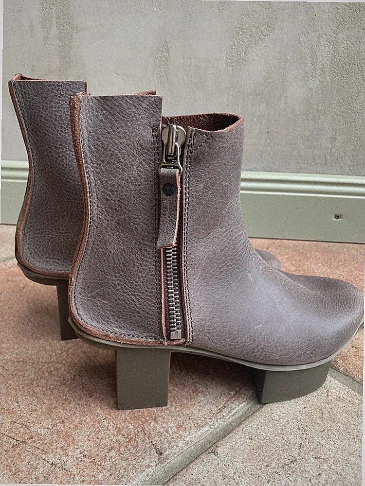 Neue Trippen Happy Stiefelette Damen Ankle Boots Booties Gr. EU 38 Leder Mauve