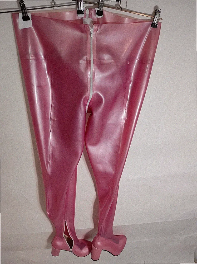 Neuheit Hosen Stiefel LatexX gummi metalic starke 0,8mm heels 11 cm block Polen