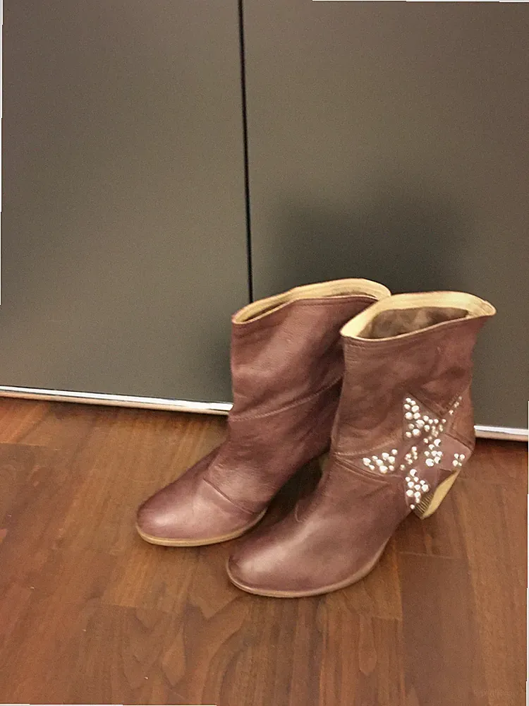 neuw. kurze Cowboy Absatz Boots Stiefeletten bordeaux weinrot Janet & Janet 40