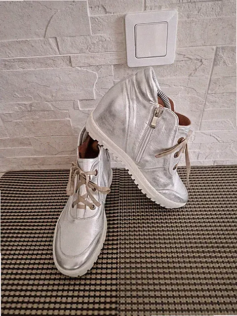 NEUWERTIG & BEQUEM! Damen Stiefeletten von Eksbut Echtleder, 39, Silber Metallic