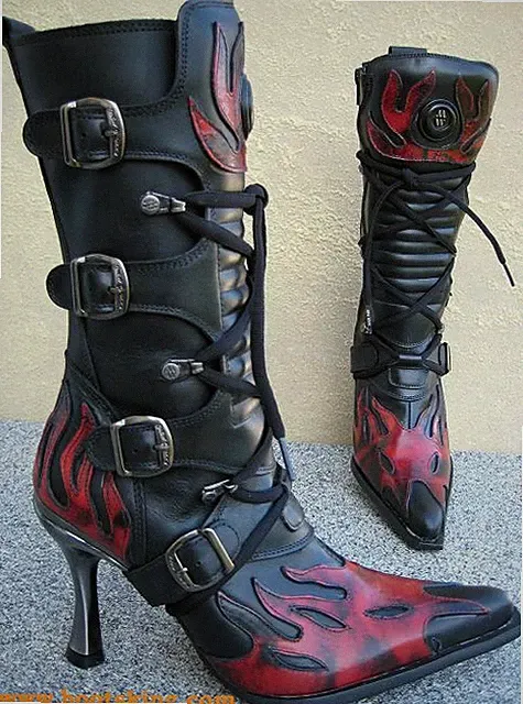 New Rock Boots Leia schwarz rot Damenstiefel High Heels Größe 41 und 42