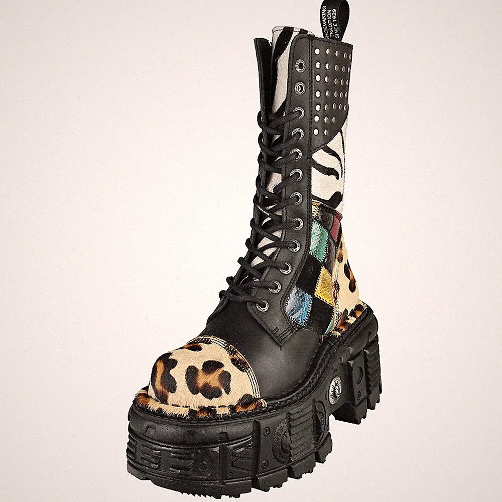 New Rock Imperfect M-mili244-c1 Unisex Black Multicolour Stiefel Plattform 37 EU