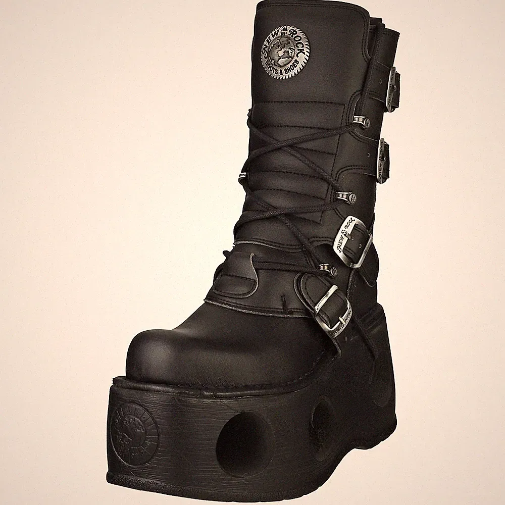New Rock Metallic Plattform Stiefel - Schwarz unisex - 42 EU