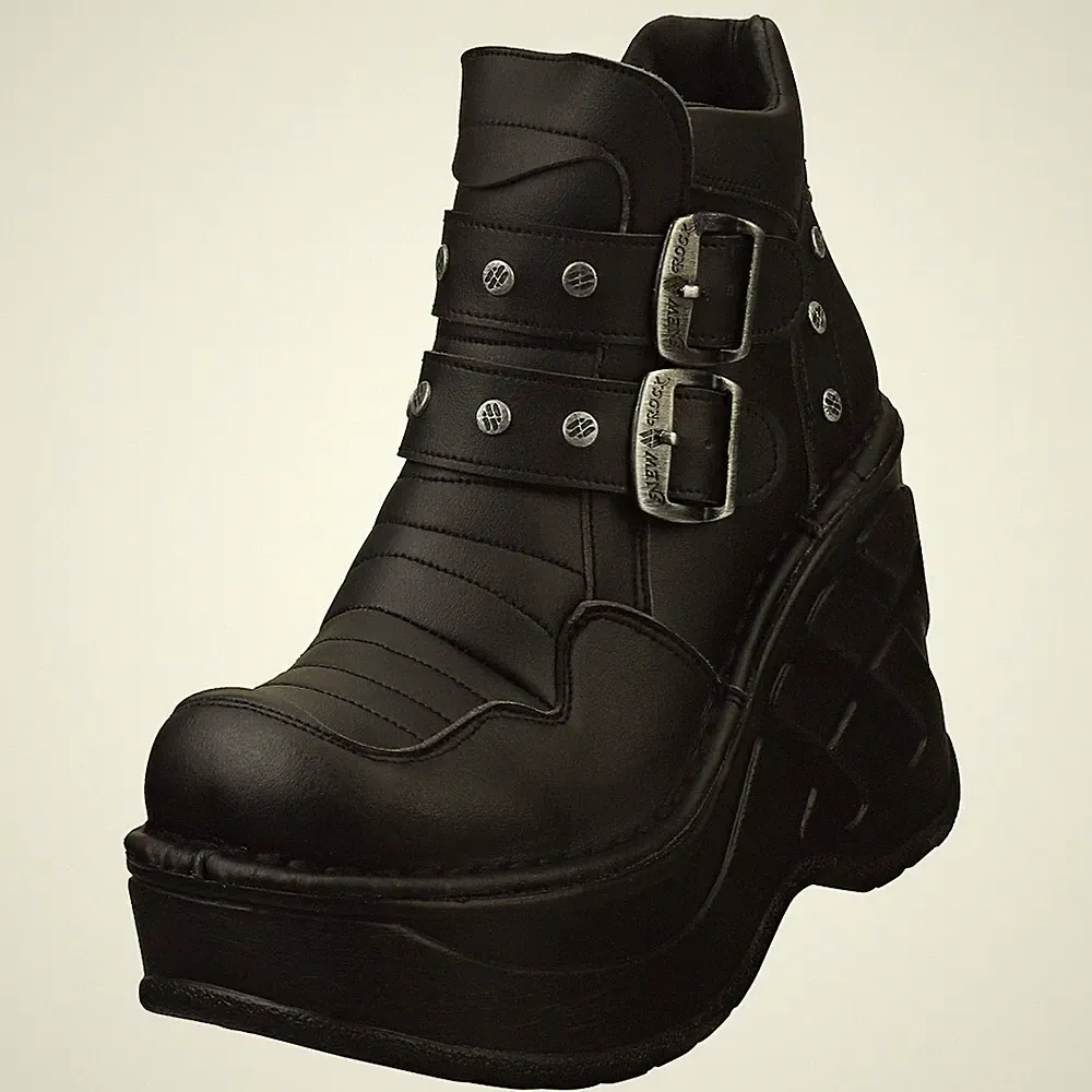 New Rock Rock Punk Gothic Hashtag Vegan Damen Black Stiefel Plattform