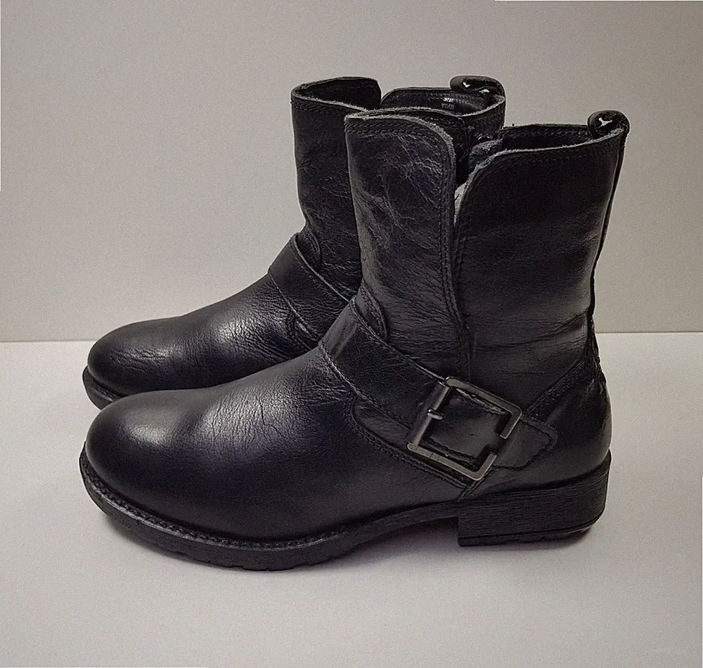 NEXT DAMEN MÄDCHEN 2UK EUR34,5 SCHWARZ LEDER STIEFELETTEN BOOTIES SCHUHE SEITLICHER REISSVERSCHLUSS