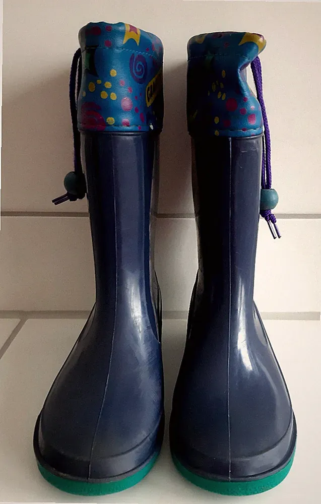 NORA Kinder Gummistiefel Gr. 30 blau bunt Regenstiefel Kinder Stiefel m. Zugband