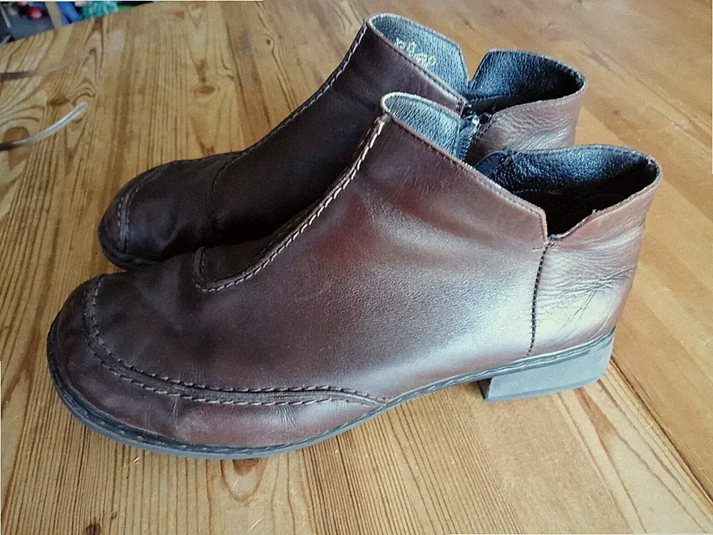 Nora Stiefeletten Boots Damen Gr. 40 UK 6 Leder Stiefel braun gefüttert Weite