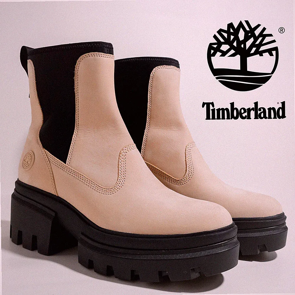 NP~180€ Timberland Chunky Plateau Boots 40, Leder, Tan, Stiefel, Stiefelette
