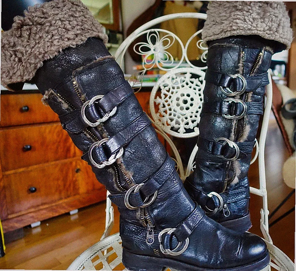 NYLO Lammfell Overknee Stiefel 37