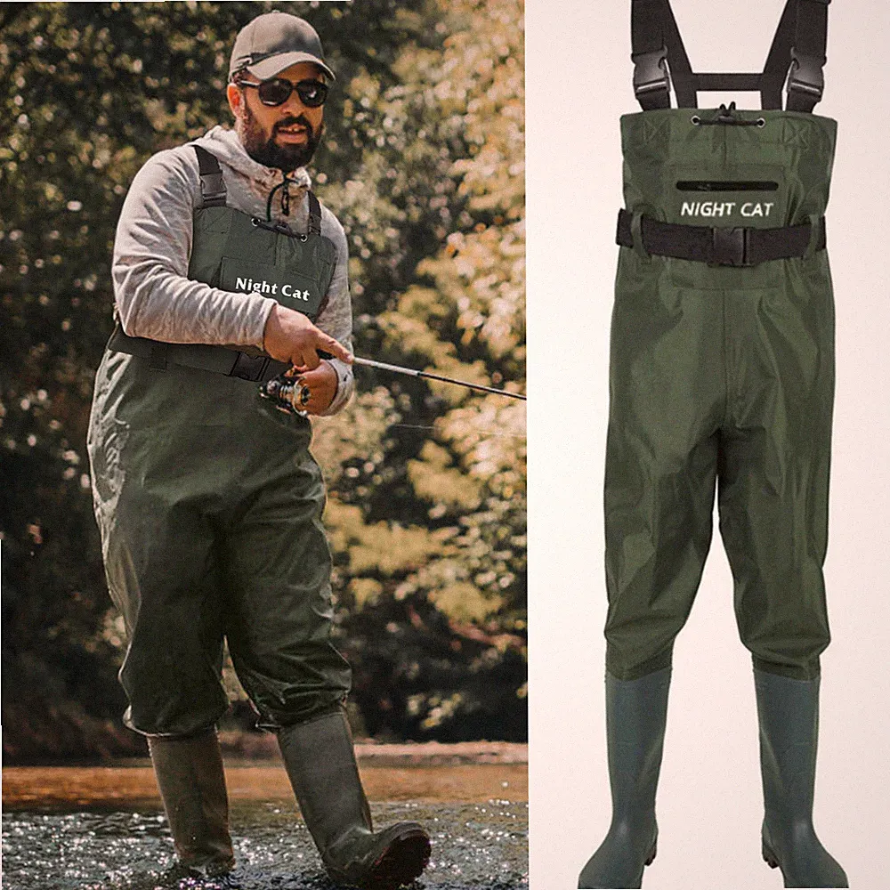 Nylon Wathose , Größe 40, 41, 42, 43, 44, 45, 46, 47 mit Gummistiefel Anglerhose
