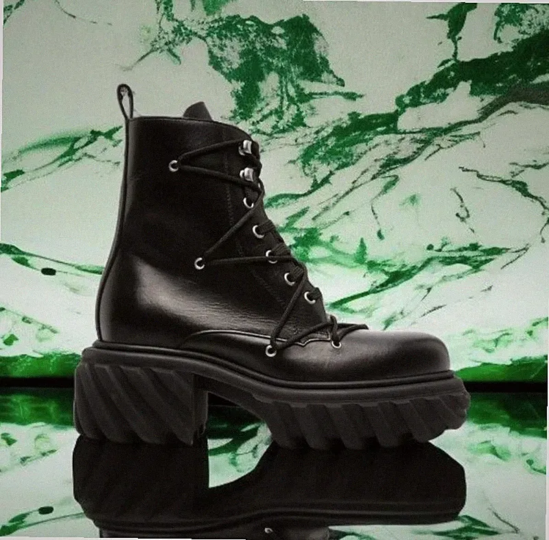 Off-White Luxury Boots Gr 39 Black Leather - Virgil Abloh - Neu OVP Authentic