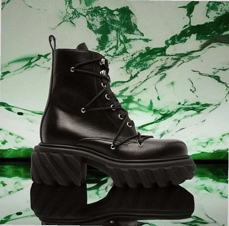 ​OFF-WHITE Tractor Leather Boots Leder Ankle Boots Neu Box EU 39 Virgil Abloh