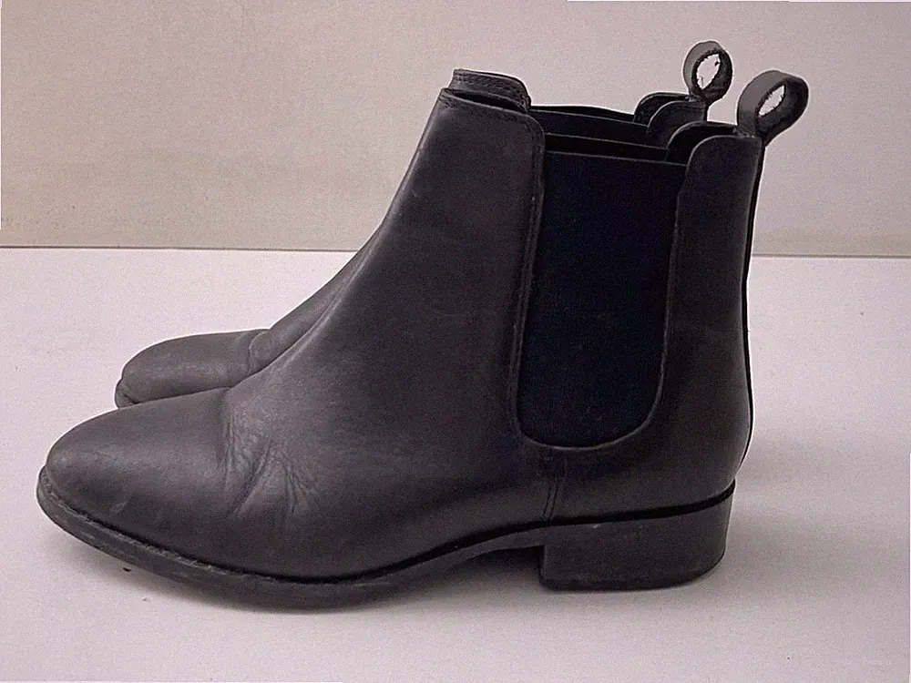 Office Damen Schwarz Kunstleder Pull On Chelsea Stiefeletten UK 4 EUR 37 -A36