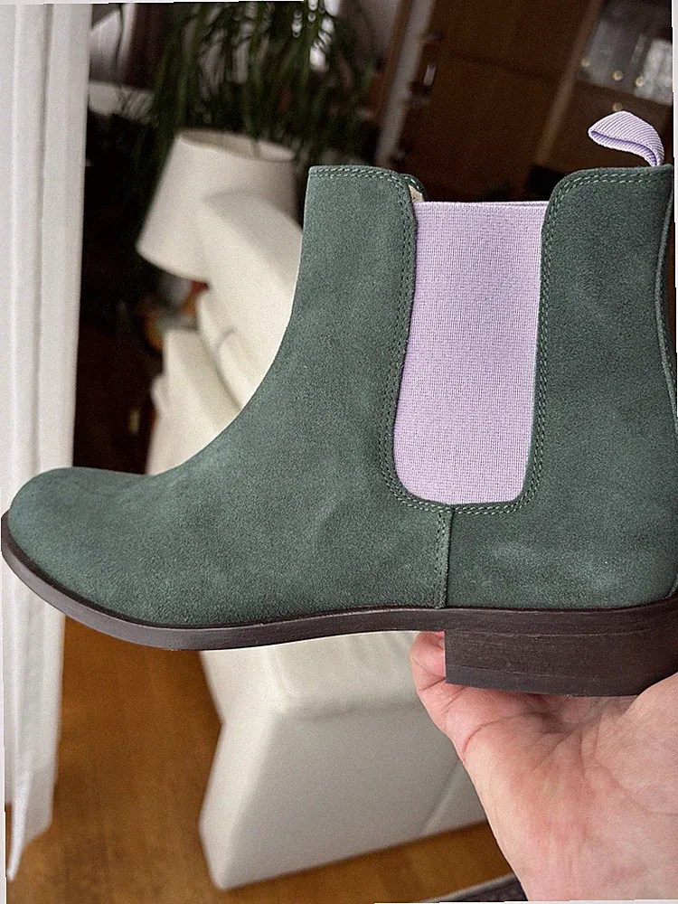 Original Bellas Vienna Chelseaboots Gr. 40,5 Grün-Flieder