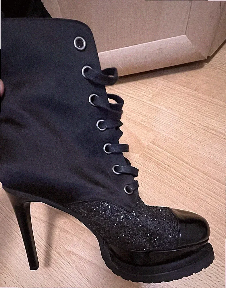 Original Moschino Sexy Plateau Stiefeletten Schwarz Größe 37 Damen Neu