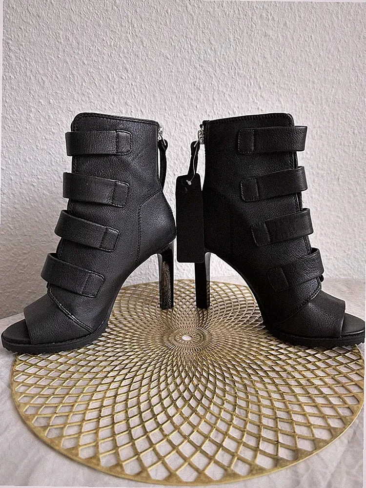 Originale Donna Karan Peep Toe Bootie High Heel Stiefelette