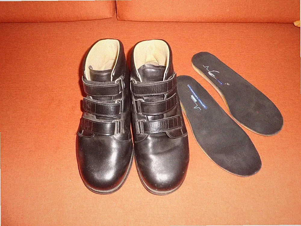 OrthopädischeStiefel Boots Diabetiker SchuheGr.43 Leder schwarz Einlage 28,9 cm