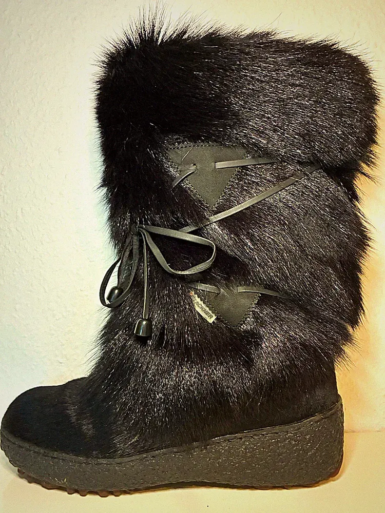 ❤️ Oskar Sport / Vera Gomma Damen Winter-Schneestiefel Fell Schwarz EU 40