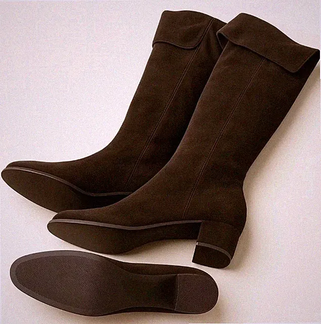 Overknee Damen Stiefel Neu Gr37 Braun Elegant Wildleder Look WINTER LUXUS NP 80€