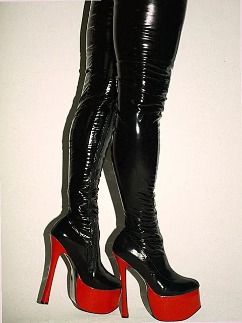 Overknee latex GUMMI platform 8cm 42 43 44 45 46 47 Heels 20cm Poland