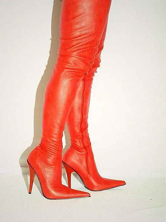 Overknee Stiefel kunstleder Absatz 13cm rot grobe 47 46 45 44 43 42 Polen