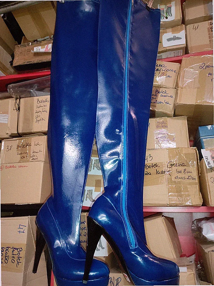 Overknee Stiefel Latex gummi viele farben Größen 38-47 Absatz 13cm Poland