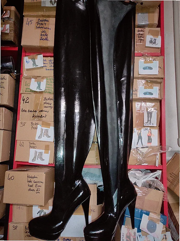 Overknee Stiefel Latex gummi viele farben Größen 40-47 Absatz 13cm Poland