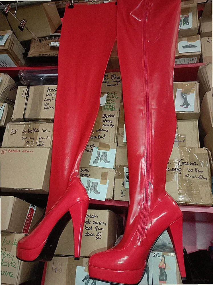 Overknee Stiefel Latex gummi viele farben Größen 41-47 Absatz 13cm Poland