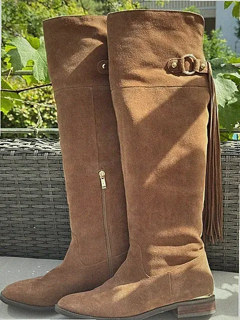Overknee-Stiefel Wildleder cognacfarben Gr. 41 v. Alma en Pena - wie neu