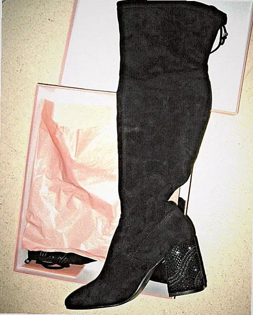 OVERKNEE Stretch Stiefel `ALMA EN PENA ` 37 Schwarz mit Strass Steinen in OVP