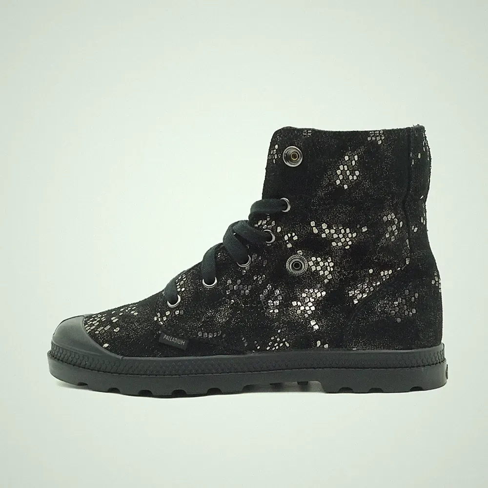 Palladium Damen 95120-015-M Stiefel Schwarz Silber Muster Original EU 38