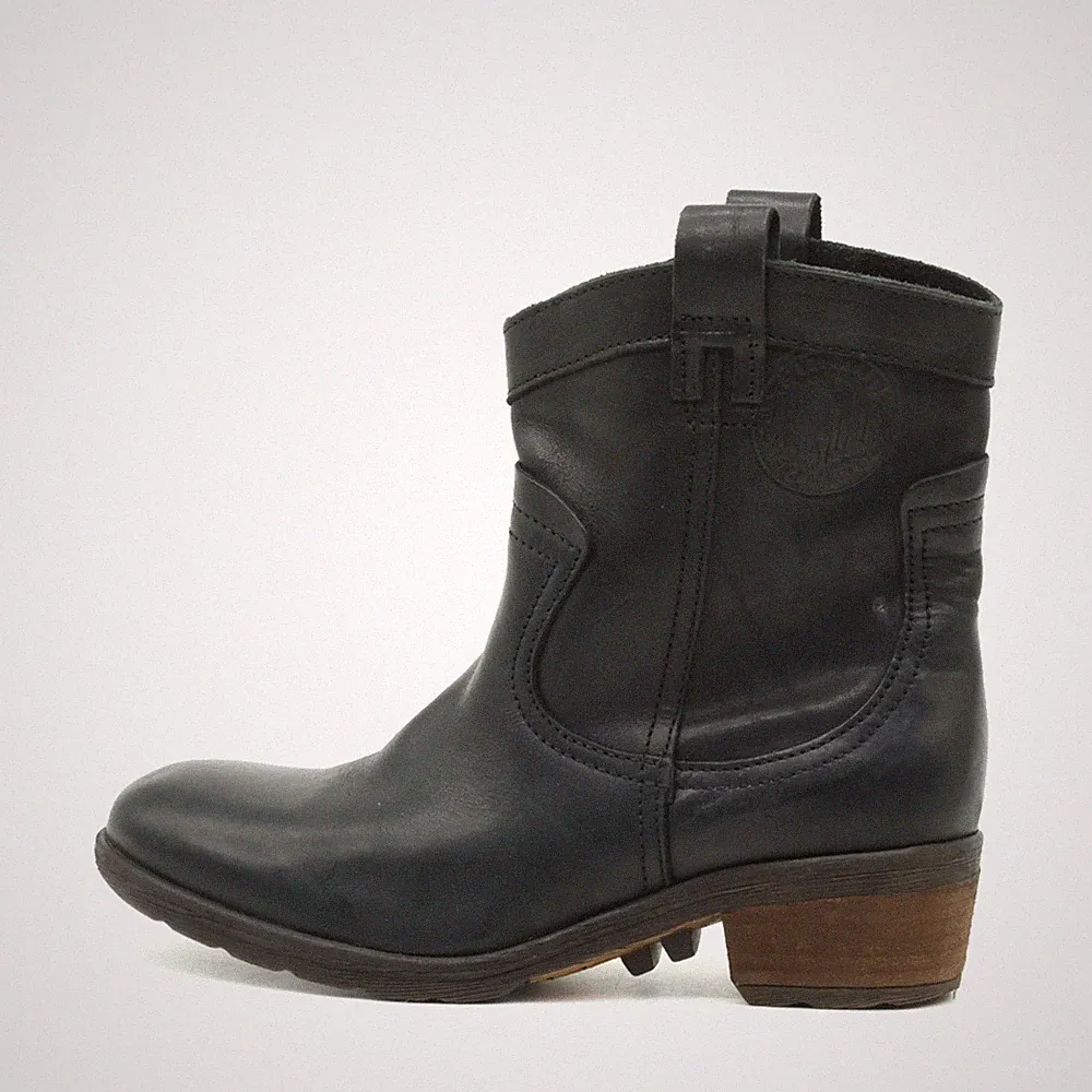 Palladium Damen Western Slouch Boots Stiefeletten Schwarz Leder Mittel EU 37