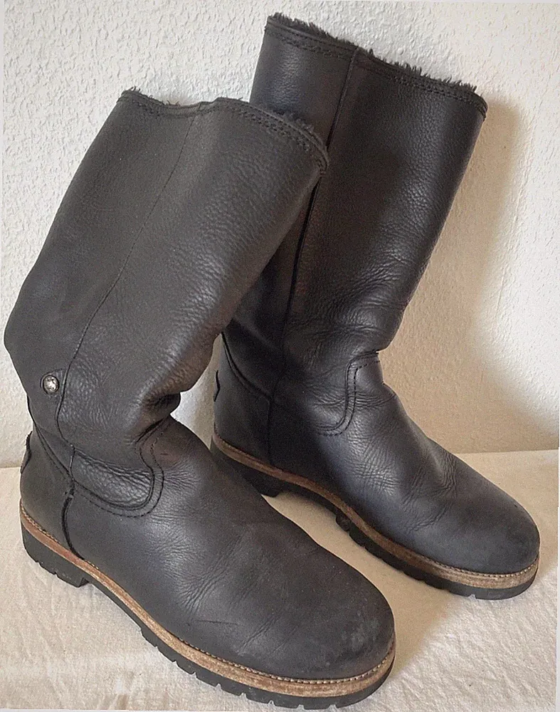 Panama Jack Stiefel Gr. 41 Schwarz Echtleder Lammfell Winterstiefel Herren Damen