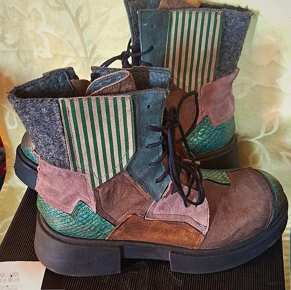 Papucei KAKIE LIZZIE Damen Stiefelette EU 40 Leder/Filz Plateau Schnürung