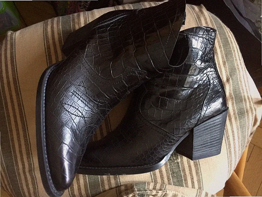 Paul Green Cowboy Stiefeletten Krokoprägung schwarz Gr. 4,5 37,5