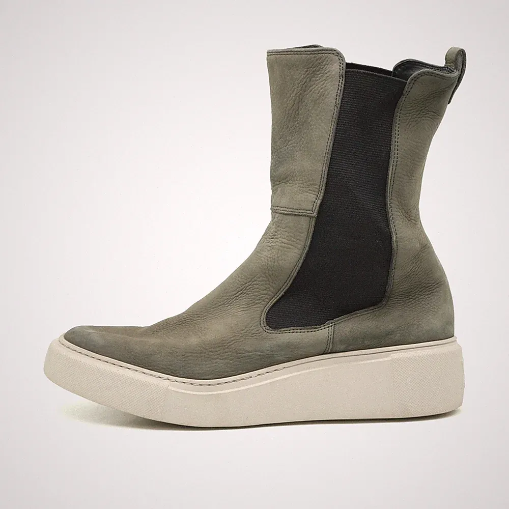 Paul Green Damen 12442 Stiefel Grau Leder Mittel Selection Chelsea Boots EU 42